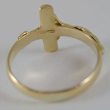 Load image into Gallery viewer, SOLID 18K YELLOW GOLD BAND RING WITH JESUS CROSS LUMINOUS SMOOTH, MADE IN ITALY.