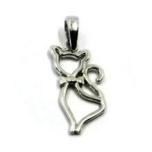 Load image into Gallery viewer, SOLID 18K WHITE GOLD SMALL 17mm 0.67" CAT PENDANT, MADE IN ITALY.