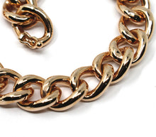 Charger l'image dans la galerie, 18k rose gold bracelet big ondulate rounded gourmette cuban curb links 9.5 mm.