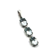 Load image into Gallery viewer, solid 18k white gold triple oval natural aquamarine carats 2.10, 29mm pendant.