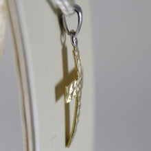 Cargar imagen en el visor de la galería, 18k white yellow gold cross, pendant, stylized, hammered, arched, made in Italy.