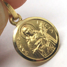 Load image into Gallery viewer, 18k yellow gold Holy St Saint Santa Lucia Lucy round medal pendant, small 11 mm.