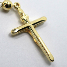 Load image into Gallery viewer, 18k yellow gold Rosary necklace Miraculous Mary medal Jesus Cross 6mm spheres.
