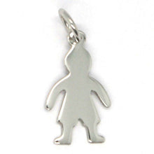 Charger l'image dans la galerie, 18k white gold luster pendant with flat boy baby, kid, made in Italy, charm.