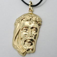 Load image into Gallery viewer, 18K YELLOW GOLD JESUS FACE PENDANT CHARM 37 MM, 1.5 IN, FINELY WORKED ITALY MADE.
