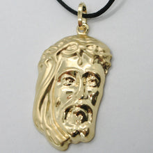 Load image into Gallery viewer, 18K YELLOW GOLD JESUS FACE PENDANT CHARM 37 MM, 1.5 IN, FINELY WORKED ITALY MADE.