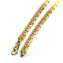 Load image into Gallery viewer, solid 18k yellow gold chain flat boat mariner oval nautical 4.5mm link 60 cm 24".