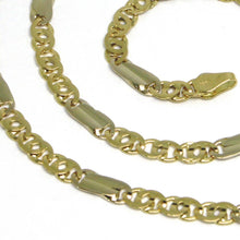 Load image into Gallery viewer, 18K YELLOW WHITE GOLD CHAIN, TIGER EYE AND ONDULATE PLATE, 20 INCHES, ITALY MADE.