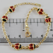 Load image into Gallery viewer, 18k yellow gold girl bracelet 7.10 glazed ladybird ladybug enamel, made in Italy.