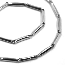 Load image into Gallery viewer, 18k white gold bracelet alternate bone 8x1.5 mm tube links, length 20.5 cm 8.1".
