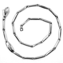 Load image into Gallery viewer, 18k white gold bracelet alternate bone 8x1.5 mm tube links, length 20.5 cm 8.1".