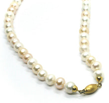 Cargar imagen en el visor de la galería, 18k yellow gold big 10/10.5 mm round oval white pink purple fw pearls necklace.