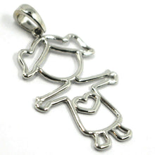 Load image into Gallery viewer, 18k white gold flat baby girl with heart pendant, smooth, 2.6 cm, 1.02".
