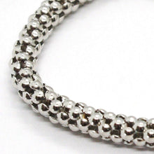 Load image into Gallery viewer, 18k white gold bracelet, 18.5 cm, 7.3 inches, basket weave tube, popcorn 4 mm.
