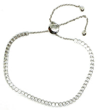 Cargar imagen en el visor de la galería, 18k white gold tennis bracelet cubic zirconia 2.5 mm adjustable sliding closure.