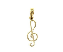 Load image into Gallery viewer, 18K YELLOW GOLD PENDANT TREBLE CLEF SMALL VIOLIN KEY 11mm 0.43", MADE IN ITALY.
