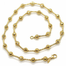Cargar imagen en el visor de la galería, 18K YELLOW GOLD CHAIN FINELY WORKED 5 MM BALL SPHERES AND TUBE LINK, 19.7 INCHES.