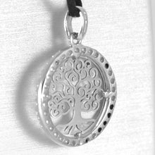 Cargar imagen en el visor de la galería, 18k white gold tree of life pendant, 0.75 inches, zirconia.