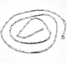 Cargar imagen en el visor de la galería, 18k white gold chain mini bone tube link 1.5 mm, 20 inches, made in Italy.