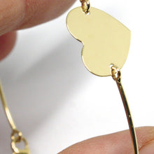 Load image into Gallery viewer, 18k yellow gold bangle thin bracelet, semi rigid, flat heart, made in Italy.