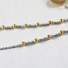 Load image into Gallery viewer, 18K YELLOW WHITE GOLD MINI ROSARY NECKLACE MIRACULOUS MARY MEDAL JESUS CROSS.