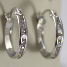 Load image into Gallery viewer, SOLID 18K WHITE GOLD CIRCLE EARRINGS WITH ZIRCONIA, DIAM 0.51" MADE IN ITALY.