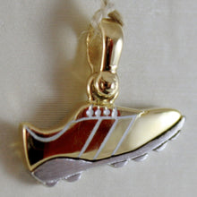 Load image into Gallery viewer, SOLID 18K WHITE & YELLOW GOLD SOCCER SHOE, SATIN PENDANT, SHOES, MADE IN ITALY.