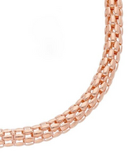 Charger l'image dans la galerie, 18k rose gold basket rounded 4.5mm tubular basket popcorn bracelet, 20cm, 7.9".