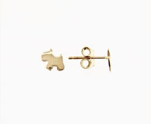 Cargar imagen en el visor de la galería, 18K YELLOW GOLD EARRINGS WITH SHINY DOG PUPPY DOGGIE MADE IN ITALY 0.28 INCHES.