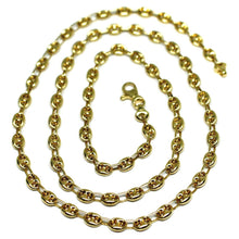 Load image into Gallery viewer, 18k yellow gold oval nautical mariner chain 5 mm, 20", anchor rounded puffed necklace.