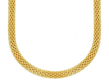 Cargar imagen en el visor de la galería, 18k yellow gold basket rounded big 5mm tubular basket popcorn chain necklace 18".