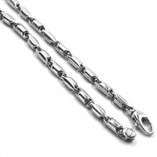 Load image into Gallery viewer, 18k white gold chain 3.5mm alternate rounded tube link 50cm 20", made in Italy.