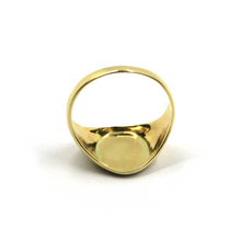 Load image into Gallery viewer, 18K YELLOW GOLD BAND SIGNET MAN SOLID RING, 10x13mm OVAL SMOOTH FLAT CENTRAL.