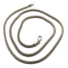 Cargar imagen en el visor de la galería, 18k white gold basket rounded 2.8mm tube basket popcorn chain necklace, 16".