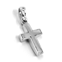 Load image into Gallery viewer, SOLID 18K WHITE GOLD CROSS, SQUARE ROUNDED 16mm, 0.63 inches, MADE IN ITALY.