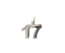 Charger l'image dans la galerie, 18k white gold number 17 seventeen small pendant charm, 0.4", 10mm.