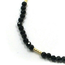 Load image into Gallery viewer, 18K YELLOW GOLD NECKLACE 17.3", 44cm FACETED ROUND 3mm BLACK SPINEL WORKED TUBES.
