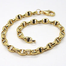 Load image into Gallery viewer, 18k yellow white gold 4mm oval navy mariner nautical bracelet 7.5", 19 cm.