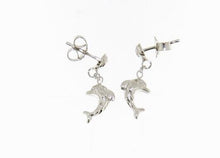 Cargar imagen en el visor de la galería, 18k white gold earrings with very shiny dolphin worked made in Italy 0.51 inches.