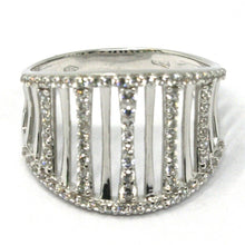 Load image into Gallery viewer, SOLID 18K WHITE GOLD BAND RING, MULTI WIRES, CUBIC ZIRCONIA, MADE IN ITALY.