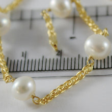 Load image into Gallery viewer, 9k yellow gold bracelet with white pearls 7 mm 19 cm, 7.5 inches made in Italy.
