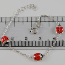 Cargar imagen en el visor de la galería, 18k white gold girl bracelet 5.50 glazed ladybird ladybug, enamel, made in Italy.