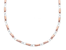 Cargar imagen en el visor de la galería, 18K ROSE WHITE GOLD CHAIN NECKLACE ALTERNATE 2mm ROUNDED OVAL TUBE LINKS, 24".