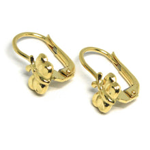 Charger l'image dans la galerie, 18k yellow gold kids earrings, hammered butterfly, leverback closure, Italy made.
