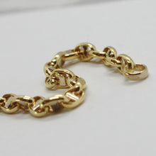 Load image into Gallery viewer, 18k yellow white gold 3 mm navy mariner oval bracelet 7.50 inches 19 cm.