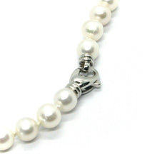 Cargar imagen en el visor de la galería, 18k white gold 7/7.5 mm round white freshwater high quality pearls necklace.