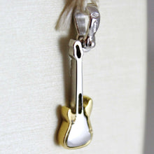 Load image into Gallery viewer, SOLID 18K WHITE & YELLOW ELECTRIC GUITAR PENDANT POLISHED CHARM, MADE IN ITALY.