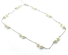 Charger l'image dans la galerie, 18k white gold necklace alternate venetian chain round double 8mm fw white pearl.