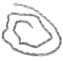 Load image into Gallery viewer, 18k white gold chain alternate ovals 4 mm, 20 inches, squared tube necklace.