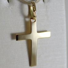 Load image into Gallery viewer, SOLID 18K YELLOW GOLD FLAT CROSS SQUARED ARCHED, SMOOTH, LUMINOUS, MADE IN ITALY.